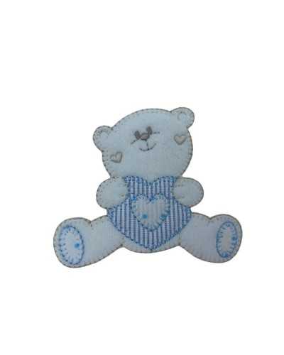 Thermoadhäsive Anwendung Samt-Stickerei-Patch Baby Bear Heart Line 9x7 cm