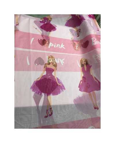 Rosa Barbie-Schleiervorhang pro Meter, 2,80 hoch, mit Endleine