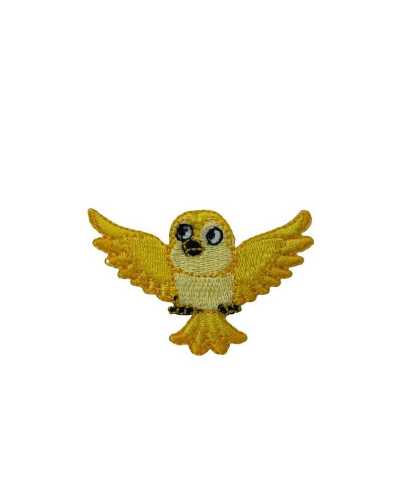 Aplicación Parche Termoadhesivo Bordado Pájaro Volátil Amarillo 60x35 Mm