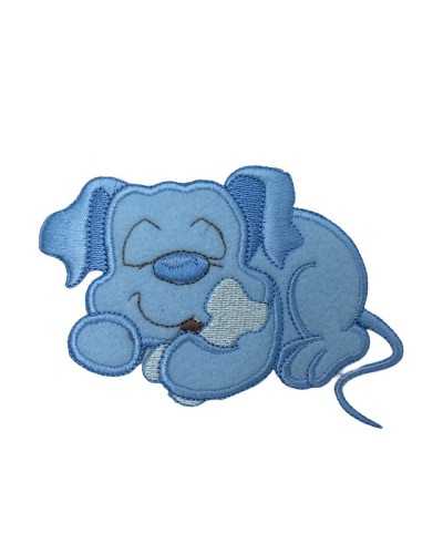 Aplicación Termoadhesivo Parche Bordado Perro Bebé Agachado 11x7 Cm