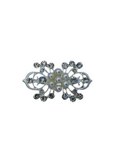 Gancio Alamaro Decorato Strass Perle Zama Vetro 49x28 Mm
