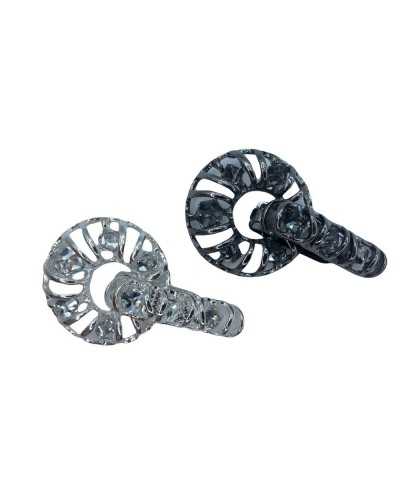 Alamaro Hook Jewel Strass Geometric Silver Metal Zama Glass 76x44 Mm