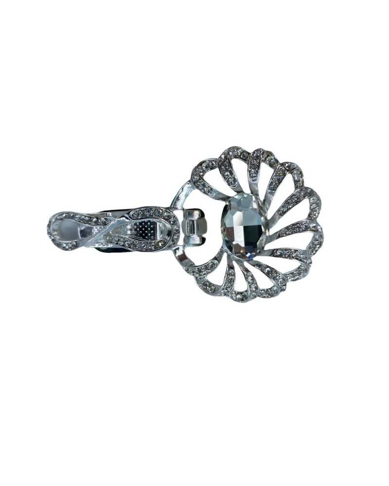 Alamaro Haken Jewel Strass Geometrisch Silber Metall Zama Glas 8x4 cm