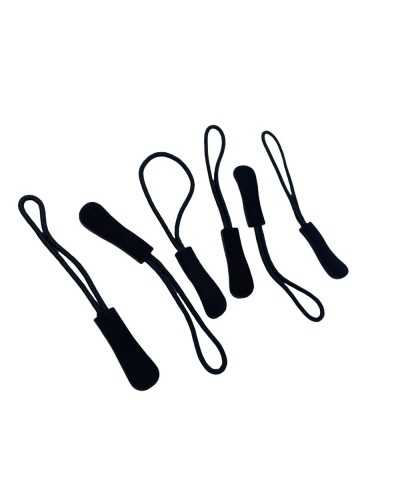 Black Zip Puller Long Drop Resin Cord 70x9 Mm
