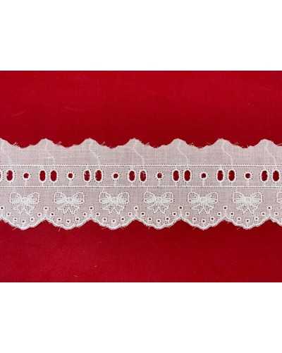 Passementerie Sangallo Dentelle Batistata Coton Passanastro Pointe Broderie Festonnée Noeud 5 Cm De Haut