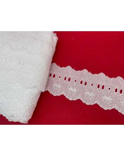 Passementerie Sangallo Dentelle Batistata Coton Passanastro Pointe Broderie Festonnée Noeud 5 Cm De Haut