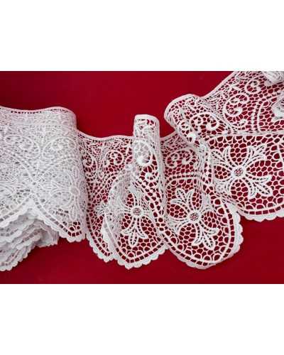 50 Cm Macramè Pizzo Ricamato Sacro Croce Fiori Smerlato Bianco Alto 15 Cm