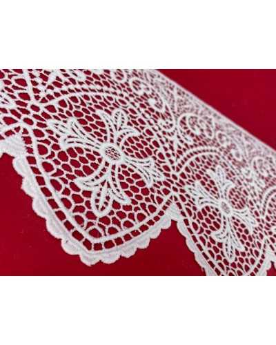 50 Cm Macrame Bordado Encaje Santa Cruz Flores Festoneado Blanco Alto 15 Cm