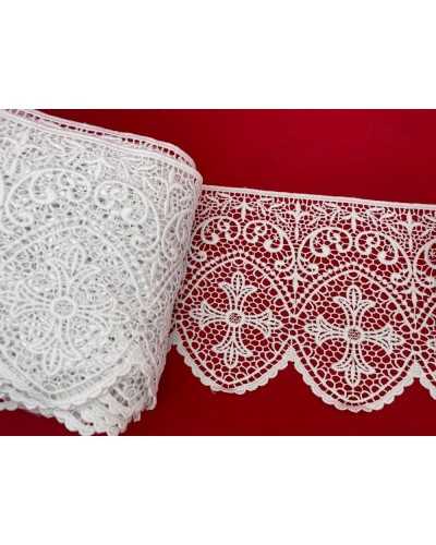 50 Cm Macramè Pizzo Ricamato Sacro Croce Fiori Smerlato Bianco Alto 15 Cm