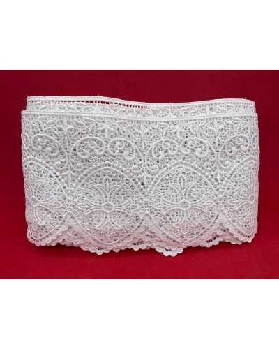 50 Cm Macrame Bordado Encaje Santa Cruz Flores Festoneado Blanco Alto 15 Cm