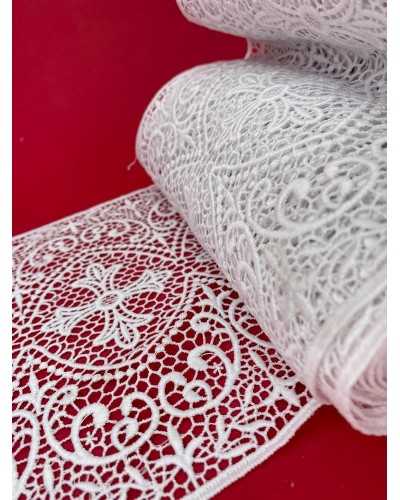50 Cm Macramé Partición Borde Encaje Bordado Santa Cruz Flores Festoneado Blanco Alto 20 Cm