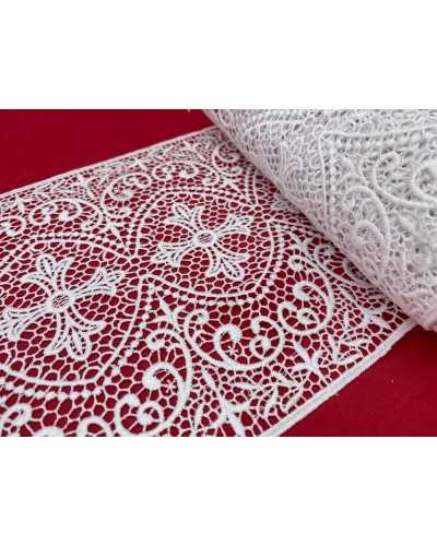 50 cm Makramee-Trennbordüre, Spitze, bestickt, Heiliges Kreuz, Blumen, gewellt, weiß, Höhe 20 cm