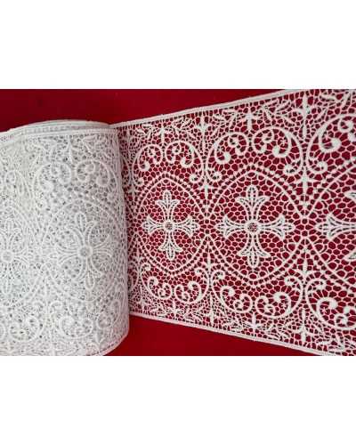 50 Cm Macramé Partición Borde Encaje Bordado Santa Cruz Flores Festoneado Blanco Alto 20 Cm