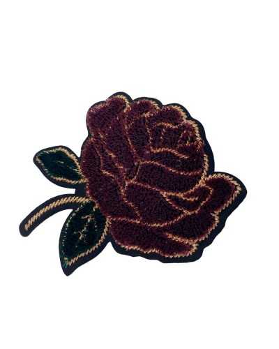 Applicazione Patch Termoadesiva Moda Fiore in Velluto Ricamato Filo Lurex 90x75 Mm