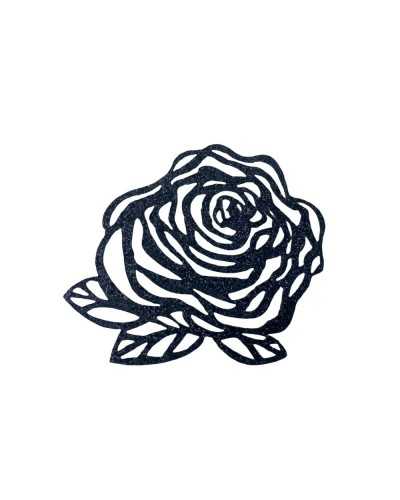 Ecusson Application Thermocollant Fleur Rose Paillettes 6x5 Cm