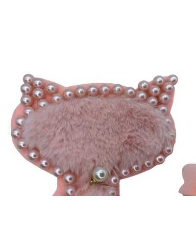Anwendung Katze Lenci Tuch rosa Pelz Perlen Knopf Juwel Blumenstoff hoch 16 x 11 cm
