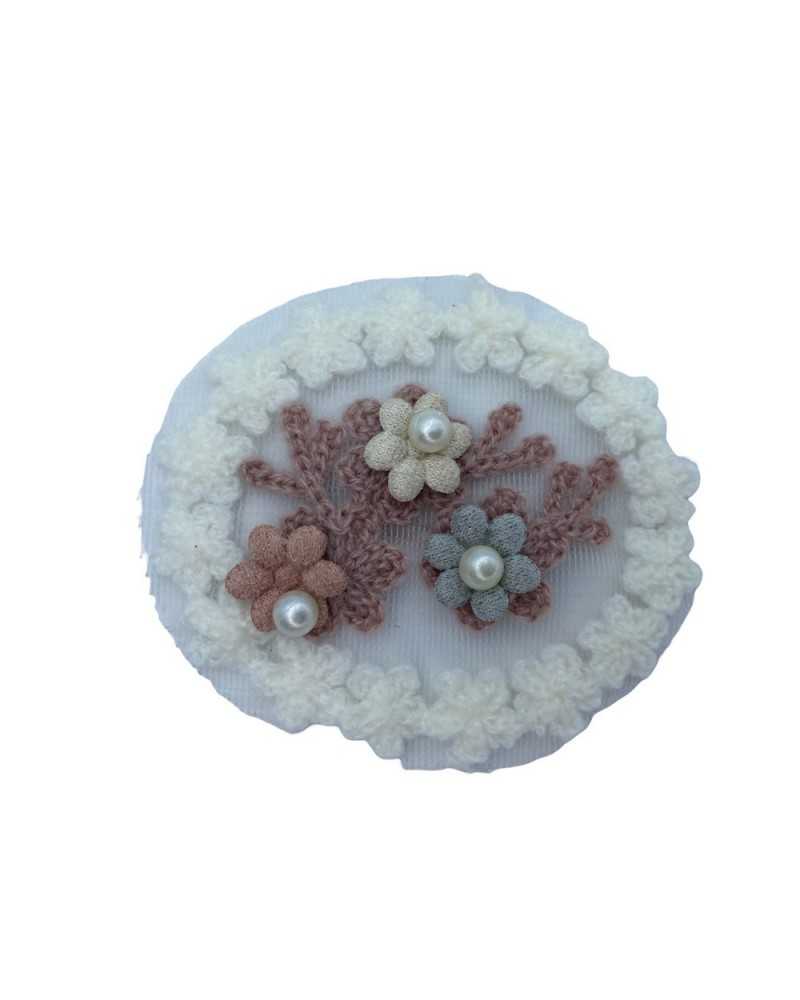 Application Couple Fashion Wool Tulle Flowers Pearls Cream Antique Pink Gray High 6 Cm
