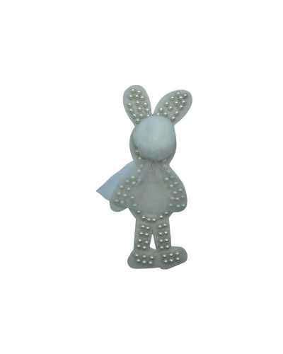 Aplicación Fashion White Milk Rabbit Pannolenci Pearls Studs Pom Pom Fur Top 25x12 Cm