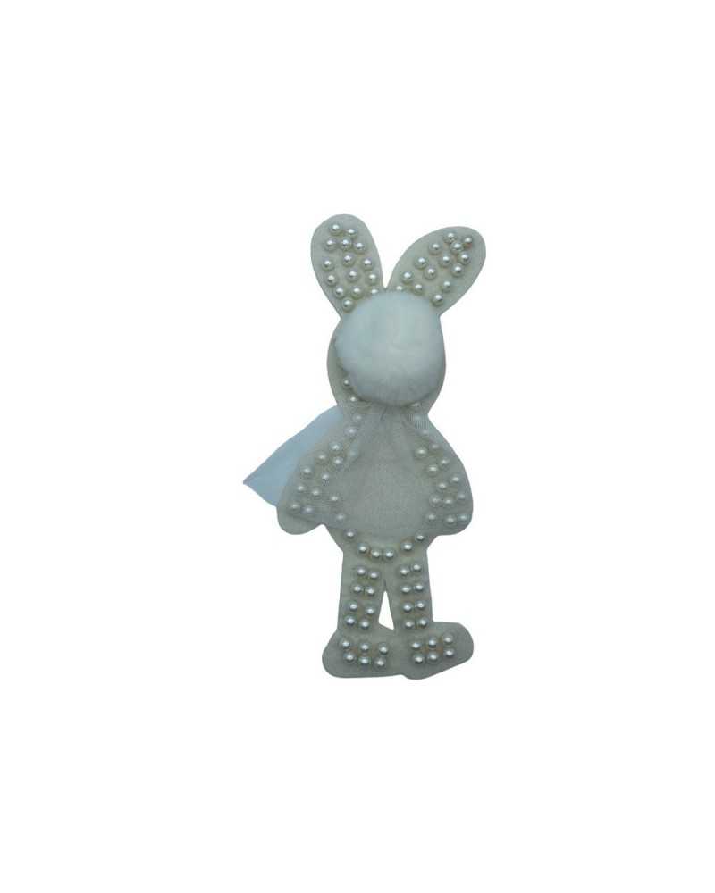 Anwendung Mode Weiß Milch Kaninchen Pannolenci Perlen Nieten Pom Pom Pelz Top 25x12 cm