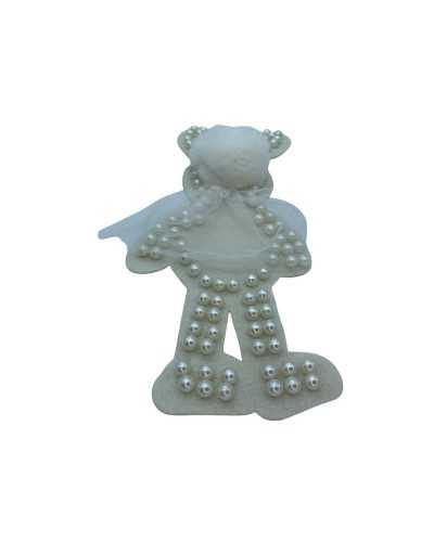 Application Mode Blanc Lait Lapin Pannolenci Perles Goujons Pom Pom Haut De Fourrure 25x12 Cm
