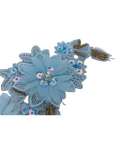 Application Fashion Flowers Pearls Lace Macrame Sequins Rhinestones 20x9 Cm