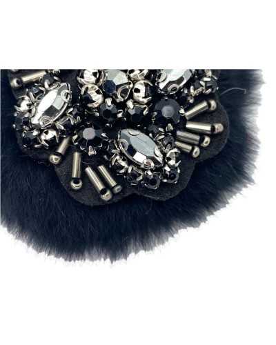 Fashion Flower Application Rhinestones Tubes Black Pon Pon 70x70 MM