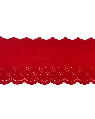 Garnituren, Spitze, Sangallo, rote Baumwolle, Blumenstickerei, gewellte Spitze, 10 cm hoch