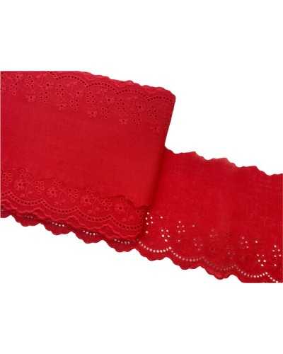 Garnituren, Spitze, Sangallo, rote Baumwolle, Blumenstickerei, gewellte Spitze, 10 cm hoch