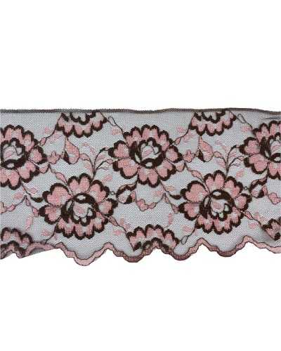 Trimmings Lace Rashel Lace Soft Pink Brown Bicolor High 13 Cm