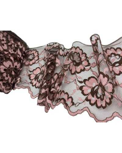 Trimmings Lace Rashel Lace Soft Pink Brown Bicolor High 13 Cm
