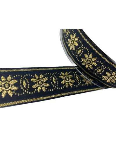 Bordure de séparation de passementerie de 50 cm Motif de fleur de broderie de fil d'or de gallon noir 3 cm de haut