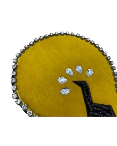 Application Coudre Ampoule Jaune Velours Strass Perles Haut 22x16 Cm