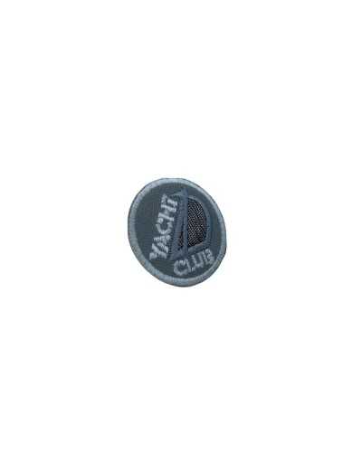 Aplicación Termoadhesivo Bordado Parche Redondo Escrito YACHT CLUB Gris Lurex 3 Cm