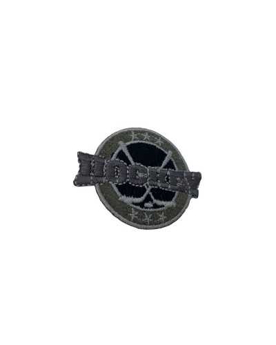 Beigefarbener Hoockey-Aufnäher, rund, zum Aufbügeln, mit Stickerei, 4 x 5 cm