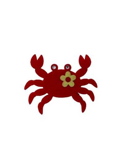 Application Iron-on Embroidery Patch Crab Rhinestone Flower Lenci Cloth 6x5 Cm