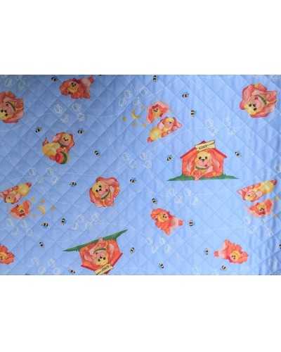 50 cm gesteppte Raute 3x3 cm hellblau mit Hunden 150 cm hohem Wirbel