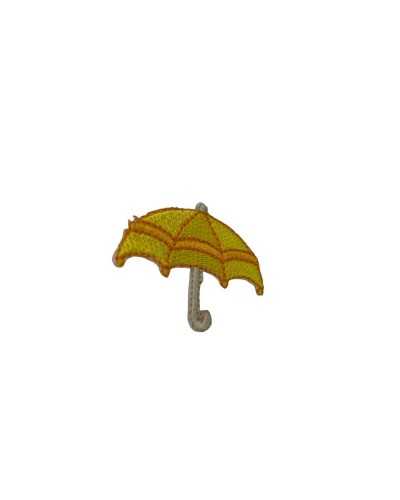 Gelber Regenschirm-Aufnäher zum Aufbügeln, bestickter Stoff, 40 x 35 mm