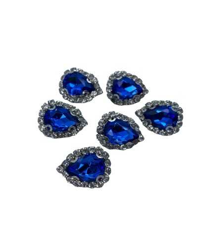 Botón Joya Ojal Strass Piedra Gota 20x15 Mm