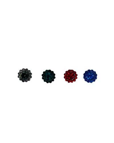 Botón Botón Joya Punto De Luz Strass Vidrio Metal Plata 1 Cm