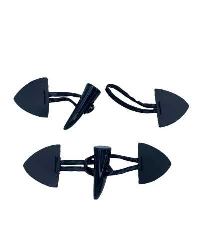 Toggles Cuero Cuerno Resina Negro Degradado Cosido Triángulo Largo 55 Mm