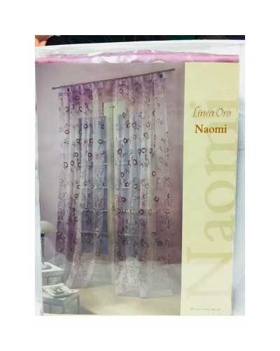 Pareja de cortinas panel con velo bordado naomi organza ojales ancho 140x290 cm altura linea oro