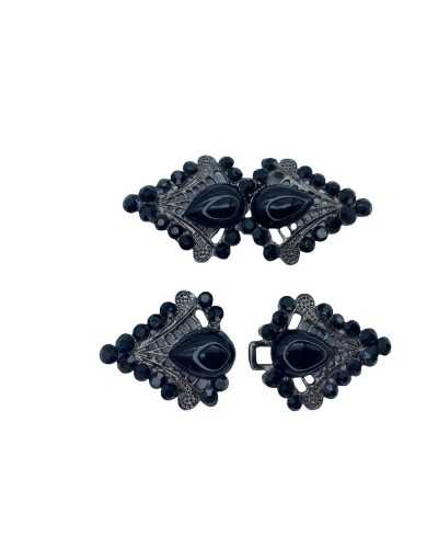 Gancio Metallo Strass Zigrinato Pietra Agganciatura Giacca Giacchino Elegante Sandra Cucire 75x30 Mm