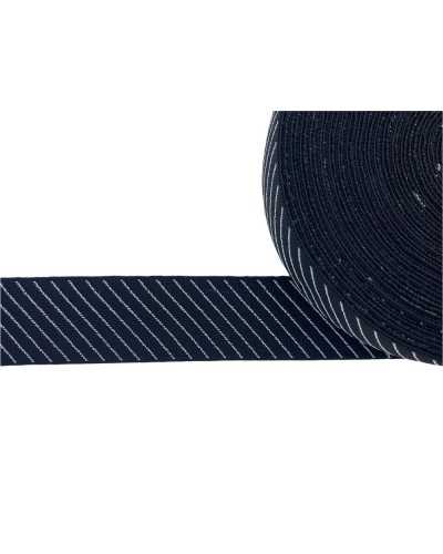 50 Cm Passamaneria Gallone Elastico Nero Riga Diagonale Bianco Alto 4 Cm