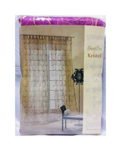 Pair of panel curtains made with buttonholes veil embroidered organza kristel width 140x290 height cm gold line