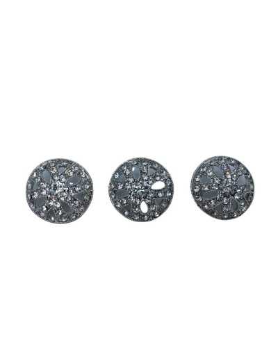 Round Jewel Button Buttonhole Strass Metal Base Size 46 / 3 Cm