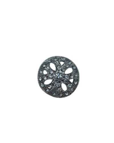Botón Joya Ojal Redondo Base Metal Strass Tamaño 46 / 3 Cm