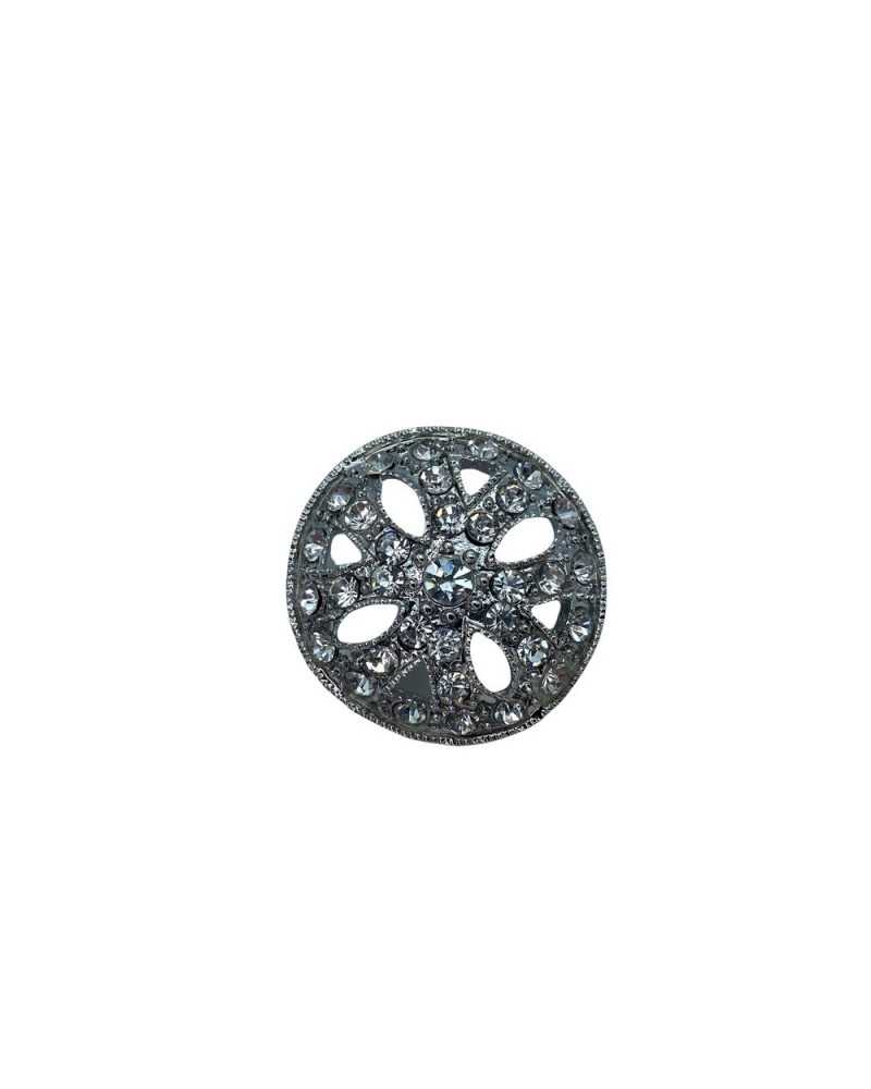 Round Jewel Button Buttonhole Strass Metal Base Size 46 / 3 Cm
