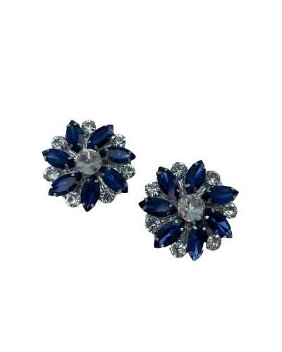 Jewel Button Strass Stones Round Silver Metal Base Buttonhole Size 58 - Mm 35