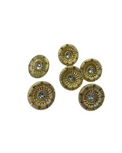 Bouton Bijou Strass Boutonnière Usinée Tige Résine Taille 36 / 24 Mm