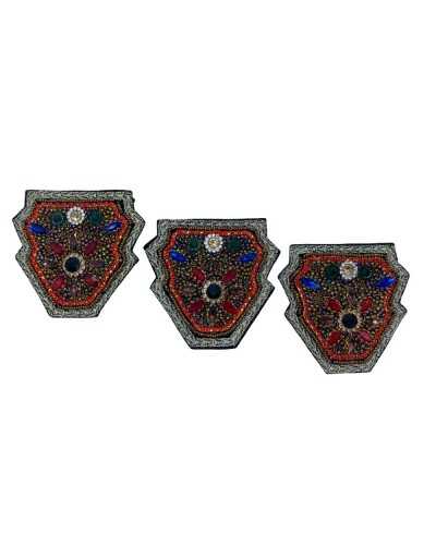 Application Patch Ecusson Thermocollant Blason Strass Pierres Broderie Fil Métallique 63 Mm de Haut